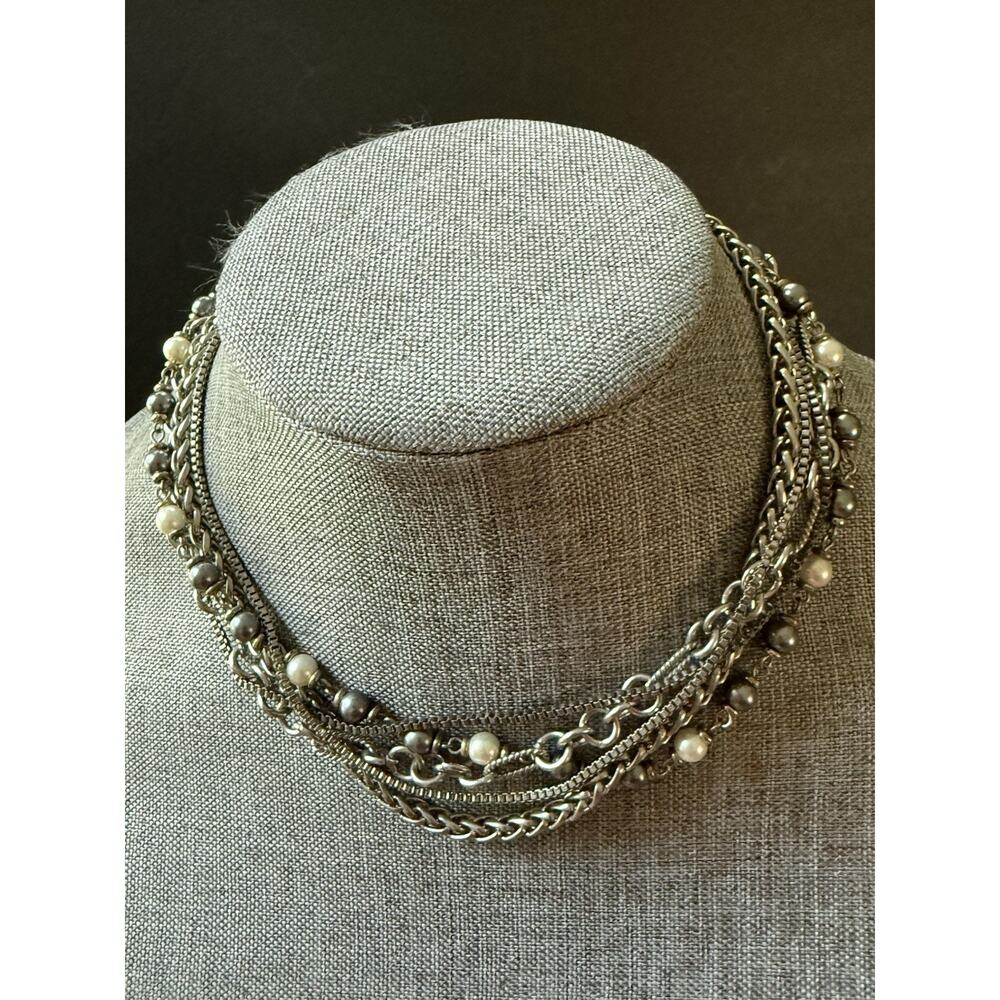Vintage Multi Strand Chain Necklace Statement Chunky 17” Layered Stackable